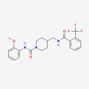 molecular formula C22H24F3N3O3 B2705270 N-(2-甲氧基苯基)-4-((2-(三氟甲基)苯甲酰氨基)甲基)哌啶-1-甲酰胺 CAS No. 1235348-48-7