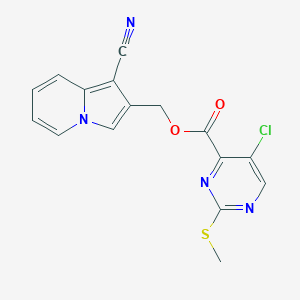 molecular formula C16H11ClN4O2S B2705273 (1-Cyanoindolizin-2-yl)methyl 5-chloro-2-(methylsulfanyl)pyrimidine-4-carboxylate CAS No. 1222973-03-6