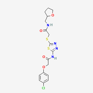 2-(4-chlorophenoxy)-N-(5-((2-oxo-2-(((tetrahydrofuran-2-yl)methyl)amino)ethyl)thio)-1,3,4-thiadiazol-2-yl)acetamide