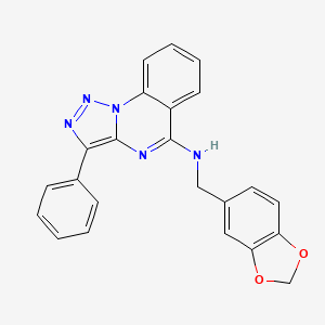 molecular formula C23H17N5O2 B2705276 N-(1,3-benzodioxol-5-ylmethyl)-3-phenyltriazolo[1,5-a]quinazolin-5-amine CAS No. 866345-48-4