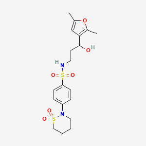 molecular formula C19H26N2O6S2 B2705279 N-(3-(2,5-dimethylfuran-3-yl)-3-hydroxypropyl)-4-(1,1-dioxido-1,2-thiazinan-2-yl)benzenesulfonamide CAS No. 1421522-38-4