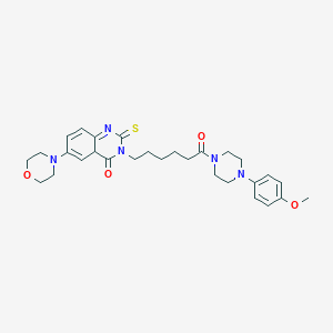 molecular formula C29H37N5O4S B2705281 3-{6-[4-(4-Methoxyphenyl)piperazin-1-yl]-6-oxohexyl}-6-(morpholin-4-yl)-2-sulfanylidene-1,2,3,4-tetrahydroquinazolin-4-one CAS No. 689770-12-5