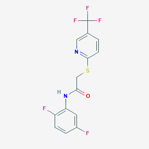 molecular formula C14H9F5N2OS B2705282 N-(2,5-二氟苯基)-2-{[5-(三氟甲基)-2-吡啶基]硫代}乙酰胺 CAS No. 303091-68-1