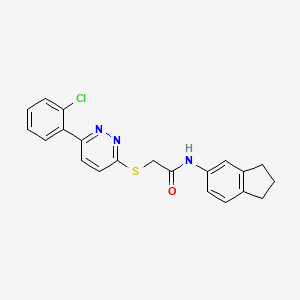 molecular formula C21H18ClN3OS B2705287 2-((6-(2-chlorophenyl)pyridazin-3-yl)thio)-N-(2,3-dihydro-1H-inden-5-yl)acetamide CAS No. 1428375-05-6