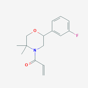molecular formula C15H18FNO2 B2705294 1-[2-(3-Fluorophenyl)-5,5-dimethylmorpholin-4-yl]prop-2-en-1-one CAS No. 2361640-14-2