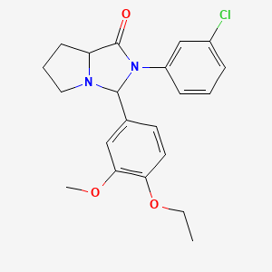 molecular formula C21H23ClN2O3 B2705299 2-(3-chlorophenyl)-3-(4-ethoxy-3-methoxyphenyl)hexahydro-1H-pyrrolo[1,2-c]imidazol-1-one CAS No. 1009516-49-7