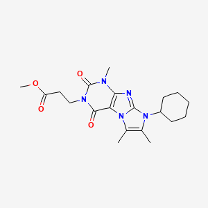 molecular formula C20H27N5O4 B2705307 Methyl 3-(6-cyclohexyl-4,7,8-trimethyl-1,3-dioxopurino[7,8-a]imidazol-2-yl)propanoate CAS No. 900261-85-0