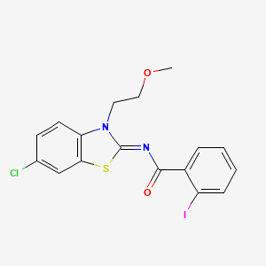 molecular formula C17H14ClIN2O2S B2705310 (Z)-N-(6-chloro-3-(2-methoxyethyl)benzo[d]thiazol-2(3H)-ylidene)-2-iodobenzamide CAS No. 864975-80-4