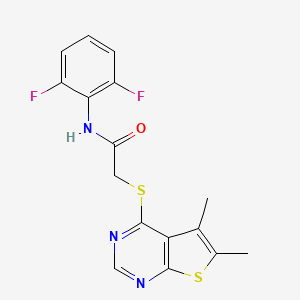 molecular formula C16H13F2N3OS2 B2705313 N-(2,6-difluorophenyl)-2-(5,6-dimethylthieno[2,3-d]pyrimidin-4-yl)sulfanylacetamide CAS No. 565427-06-7