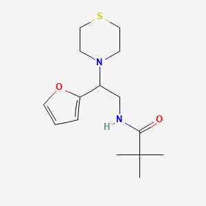 molecular formula C15H24N2O2S B2705324 N-(2-(呋喃-2-基)-2-硫吗啉基乙基)戊酰胺 CAS No. 2034455-45-1