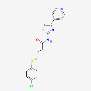 molecular formula C18H16ClN3OS2 B2705326 4-((4-chlorophenyl)thio)-N-(4-(pyridin-4-yl)thiazol-2-yl)butanamide CAS No. 923091-14-9