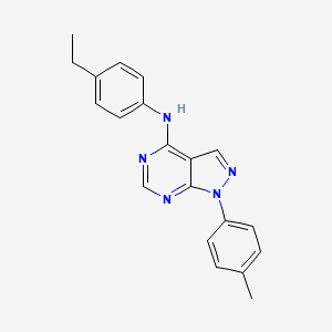 molecular formula C20H19N5 B2705327 (4-Ethylphenyl)[1-(4-methylphenyl)pyrazolo[4,5-e]pyrimidin-4-yl]amine CAS No. 890940-41-7