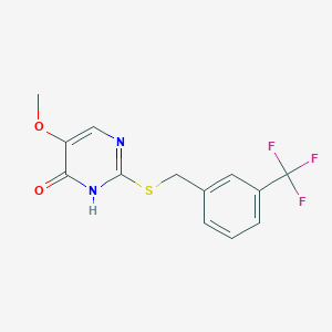 molecular formula C13H11F3N2O2S B2705328 5-Methoxy-2-{[3-(trifluoromethyl)benzyl]sulfanyl}-4-pyrimidinol CAS No. 338411-00-0
