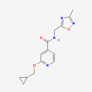 molecular formula C14H16N4O3 B2705329 2-(cyclopropylmethoxy)-N-((3-methyl-1,2,4-oxadiazol-5-yl)methyl)isonicotinamide CAS No. 2034618-97-6