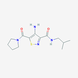 molecular formula C13H20N4O2S B2705332 4-amino-N-isobutyl-5-(pyrrolidin-1-ylcarbonyl)isothiazole-3-carboxamide CAS No. 1326925-80-7