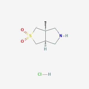 molecular formula C7H14ClNO2S B2705336 Rel-(3aR,6aS)-3a-methylhexahydro-1H-thieno[3,4-c]pyrrole 2,2-dioxide hydrochloride CAS No. 2137600-04-3