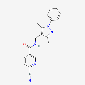6-Cyano-N-[(3,5-dimethyl-1-phenylpyrazol-4-yl)methyl]pyridine-3-carboxamide