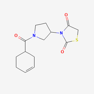 molecular formula C14H18N2O3S B2705340 3-(1-(Cyclohex-3-enecarbonyl)pyrrolidin-3-yl)thiazolidine-2,4-dione CAS No. 1903401-58-0