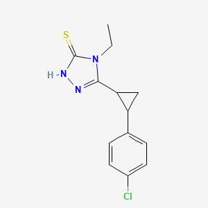 molecular formula C13H14ClN3S B2705342 5-[2-(4-chlorophenyl)cyclopropyl]-4-ethyl-4H-1,2,4-triazole-3-thiol CAS No. 828283-49-4