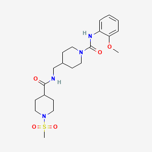 molecular formula C21H32N4O5S B2705353 N-(2-甲氧苯基)-4-((1-(甲磺酰基)哌啶-4-基甲酰氨基)甲基)哌啶-1-甲酸酰胺 CAS No. 1235348-46-5