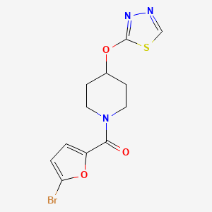 molecular formula C12H12BrN3O3S B2705355 (4-((1,3,4-Thiadiazol-2-yl)oxy)piperidin-1-yl)(5-bromofuran-2-yl)methanone CAS No. 2195954-47-1