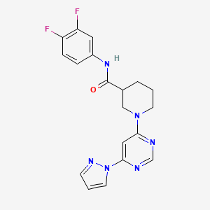1-(6-(1H-pyrazol-1-yl)pyrimidin-4-yl)-N-(3,4-difluorophenyl)piperidine-3-carboxamide