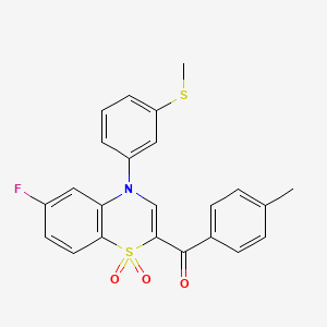 {6-fluoro-4-[3-(methylthio)phenyl]-1,1-dioxido-4H-1,4-benzothiazin-2-yl}(4-methylphenyl)methanone