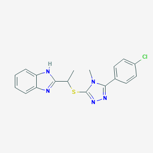 molecular formula C18H16ClN5S B270539 1-(1H-benzimidazol-2-yl)ethyl 5-(4-chlorophenyl)-4-methyl-4H-1,2,4-triazol-3-yl sulfide 