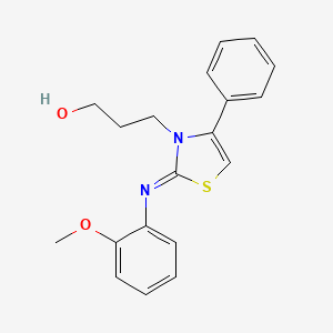 molecular formula C19H20N2O2S B2705408 (Z)-3-(2-((2-methoxyphenyl)imino)-4-phenylthiazol-3(2H)-yl)propan-1-ol CAS No. 905769-92-8