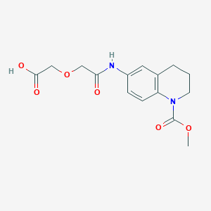 molecular formula C15H18N2O6 B270541 (2-{[1-(Methoxycarbonyl)-1,2,3,4-tetrahydroquinolin-6-yl]amino}-2-oxoethoxy)acetic acid 