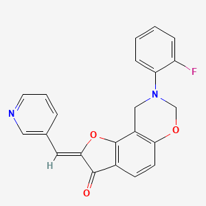 (Z)-8-(2-fluorophenyl)-2-(pyridin-3-ylmethylene)-8,9-dihydro-2H-benzofuro[7,6-e][1,3]oxazin-3(7H)-one