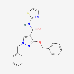 molecular formula C21H18N4O2S B2705421 1-benzyl-3-(benzyloxy)-N-(thiazol-2-yl)-1H-pyrazole-4-carboxamide CAS No. 1013759-60-8
