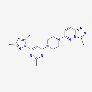 molecular formula C20H24N10 B2705422 4-(3,5-dimethyl-1H-pyrazol-1-yl)-2-methyl-6-(4-{3-methyl-[1,2,4]triazolo[4,3-b]pyridazin-6-yl}piperazin-1-yl)pyrimidine CAS No. 2415468-89-0