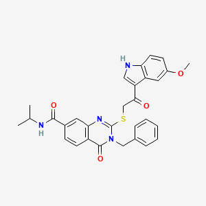 molecular formula C30H28N4O4S B2705424 3-benzyl-N-isopropyl-2-{[2-(5-methoxy-1H-indol-3-yl)-2-oxoethyl]thio}-4-oxo-3,4-dihydroquinazoline-7-carboxamide CAS No. 1113138-48-9