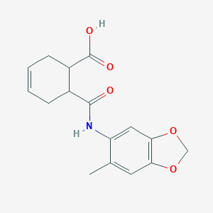 molecular formula C16H17NO5 B270543 6-[(6-Methyl-1,3-benzodioxol-5-yl)carbamoyl]cyclohex-3-ene-1-carboxylic acid 