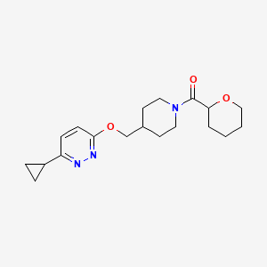 molecular formula C19H27N3O3 B2705435 [4-[(6-Cyclopropylpyridazin-3-yl)oxymethyl]piperidin-1-yl]-(oxan-2-yl)methanone CAS No. 2319850-34-3