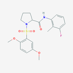 molecular formula C20H23FN2O5S B270544 1-[(2,5-dimethoxyphenyl)sulfonyl]-N-(3-fluoro-2-methylphenyl)prolinamide 
