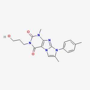 molecular formula C19H21N5O3 B2705459 2-(3-Hydroxypropyl)-4,7-dimethyl-6-(4-methylphenyl)purino[7,8-a]imidazole-1,3-dione CAS No. 899402-12-1