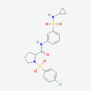 molecular formula C20H22ClN3O5S2 B270548 1-[(4-chlorophenyl)sulfonyl]-N-{3-[(cyclopropylamino)sulfonyl]phenyl}-2-pyrrolidinecarboxamide 