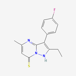 molecular formula C15H14FN3S B2705499 2-Ethyl-3-(4-fluorophenyl)-5-methylpyrazolo[1,5-a]pyrimidine-7-thiol CAS No. 951993-31-0