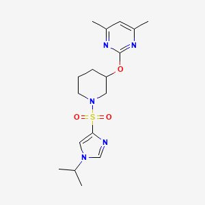 molecular formula C17H25N5O3S B2705500 2-((1-((1-isopropyl-1H-imidazol-4-yl)sulfonyl)piperidin-3-yl)oxy)-4,6-dimethylpyrimidine CAS No. 2097921-43-0
