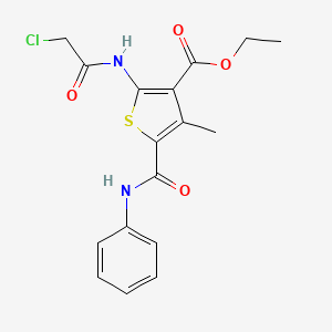 molecular formula C17H17ClN2O4S B2705502 Ethyl 2-[(chloroacetyl)amino]-4-methyl-5-(phenylcarbamoyl)thiophene-3-carboxylate CAS No. 303136-32-5