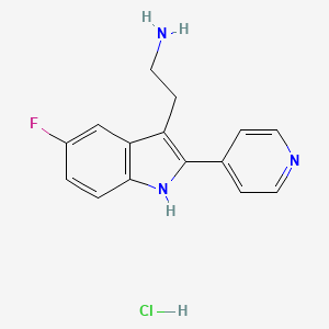 molecular formula C15H15ClFN3 B2705506 3-(Aminoethyl)-5-fluoro-2-pyridin-4-yl-1H-indole hydrochloride CAS No. 1052411-35-4