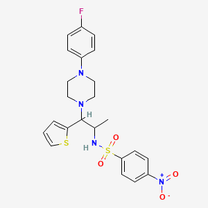 molecular formula C23H25FN4O4S2 B2705507 N-(1-(4-(4-fluorophenyl)piperazin-1-yl)-1-(thiophen-2-yl)propan-2-yl)-4-nitrobenzenesulfonamide CAS No. 847381-39-9