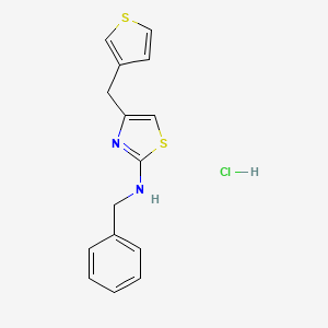 molecular formula C15H15ClN2S2 B2705509 N-benzyl-4-(thiophen-3-ylmethyl)thiazol-2-amine hydrochloride CAS No. 2034393-80-9