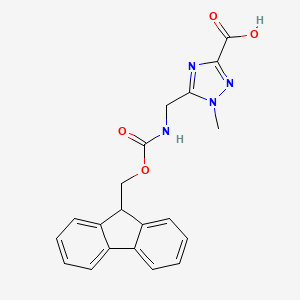 molecular formula C20H18N4O4 B2705513 5-[(9H-Fluoren-9-ylmethoxycarbonylamino)methyl]-1-methyl-1,2,4-triazole-3-carboxylic acid CAS No. 2470438-65-2
