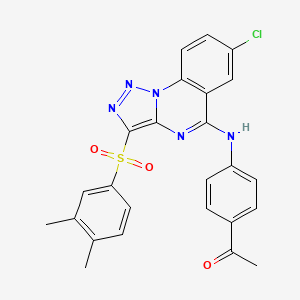 molecular formula C25H20ClN5O3S B2705514 1-[4-({7-Chloro-3-[(3,4-dimethylphenyl)sulfonyl][1,2,3]triazolo[1,5-a]quinazolin-5-yl}amino)phenyl]ethanone CAS No. 893788-87-9