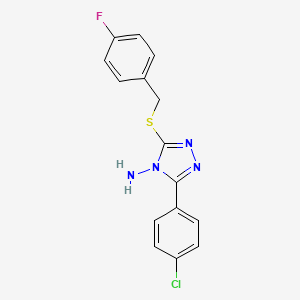 molecular formula C15H12ClFN4S B2705515 3-(4-Chlorophenyl)-5-((4-fluorobenzyl)thio)-4H-1,2,4-triazol-4-amine CAS No. 578733-60-5