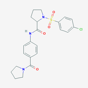 molecular formula C22H24ClN3O4S B270552 1-[(4-chlorophenyl)sulfonyl]-N-[4-(pyrrolidin-1-ylcarbonyl)phenyl]prolinamide 