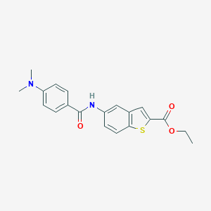 molecular formula C20H20N2O3S B270555 Ethyl 5-{[4-(dimethylamino)benzoyl]amino}-1-benzothiophene-2-carboxylate 